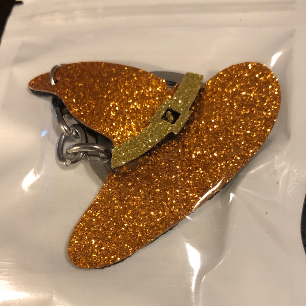 Glitter Witch Hat Keychain - Orange